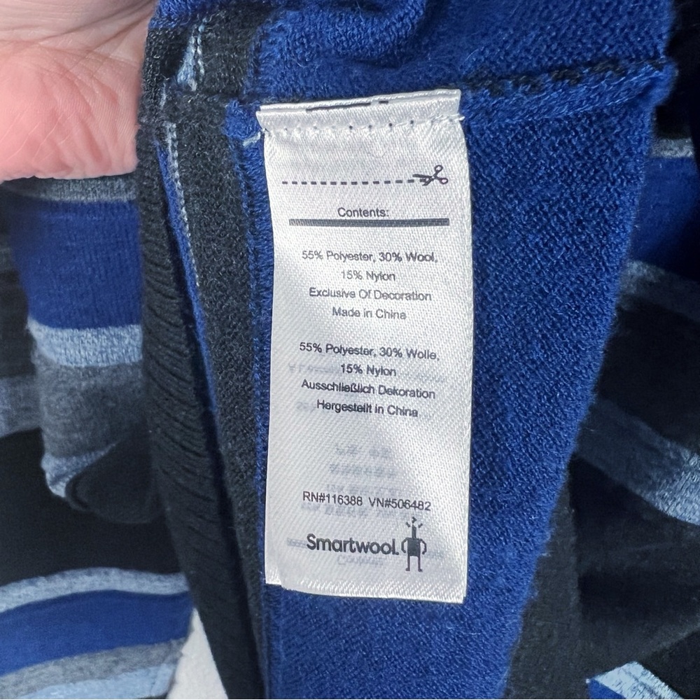 Smartwool Sparwood Pattern Hoodie Blue Horizon Heather Stripe Men's Small - Picture 6 of 8